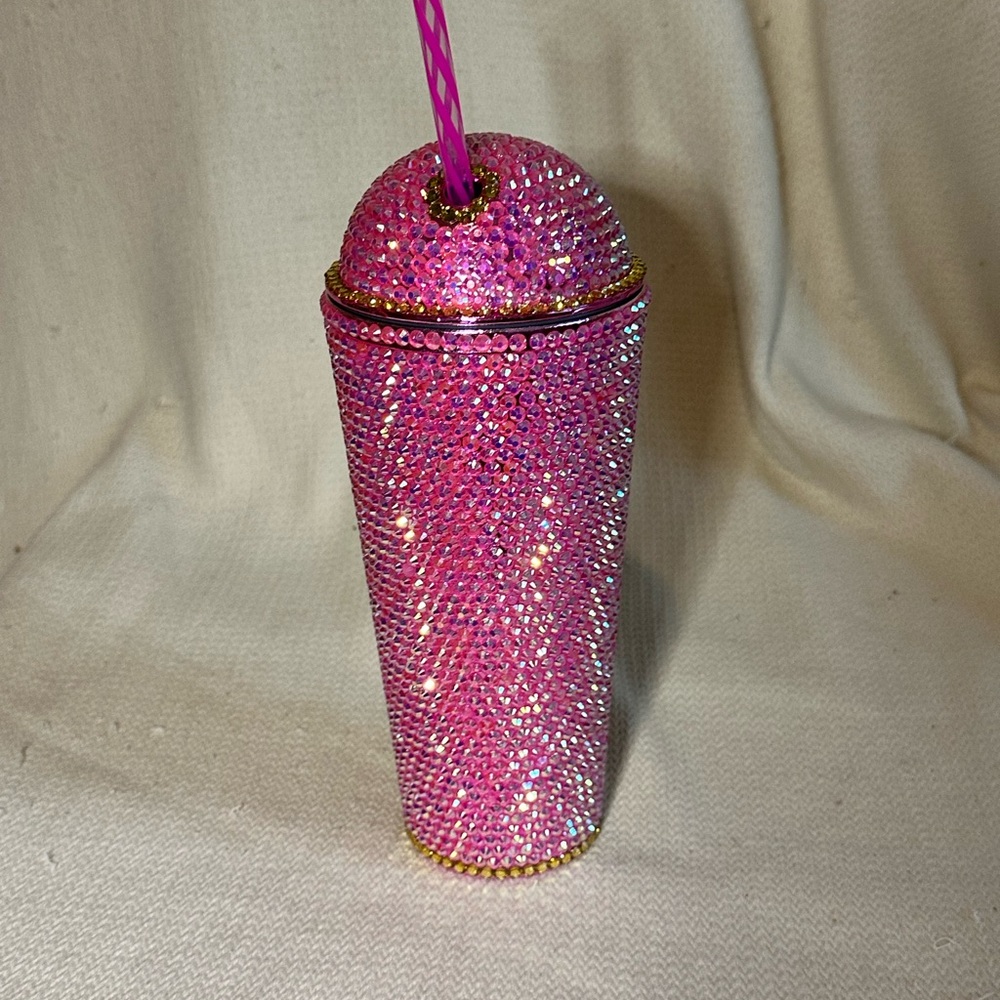 Pink Rhinestone Tumbler with Straw - Picture 2 of 7